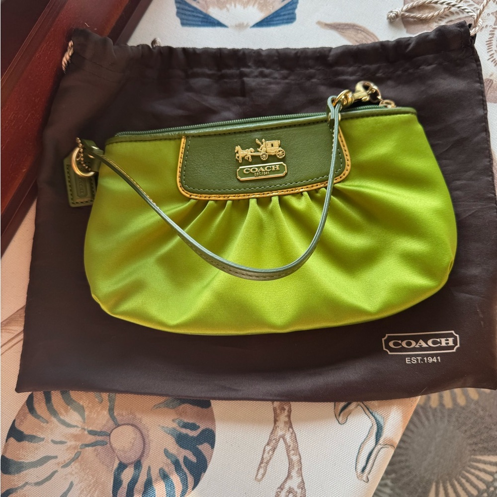 Coach Lime Green Wristlet Clutch